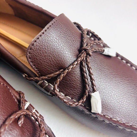 NWT Alfani Brown Pebble Leather Square Toe Tanner Driver Loafers Shoes 9.5 main image 11